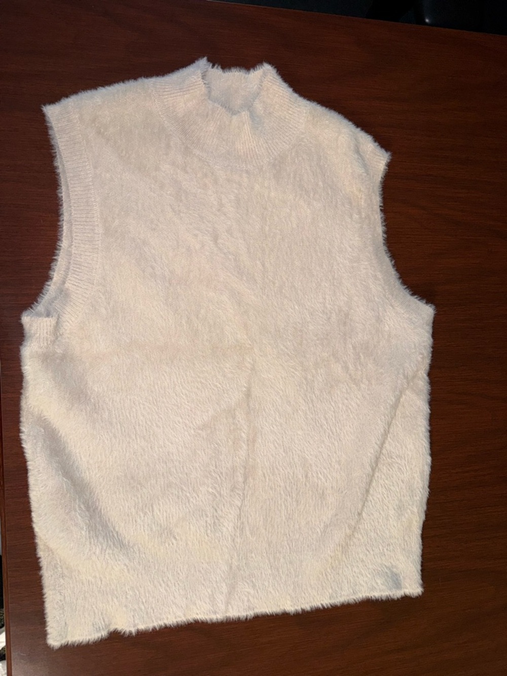 Cozy Taupe Fuzzy Sleeveless Sweater Top